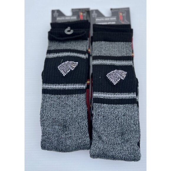 Game of Thrones Other - 2x Game of Thrones Stark Men’s Athletic Crew Socks Black Size 6-12 2-Pack Each